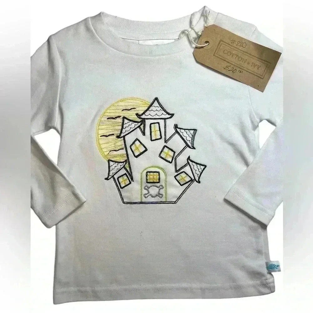 Unisex Kids Embroidered Stitched Halloween long sleeve tee. 18-24 months.‎ NWT